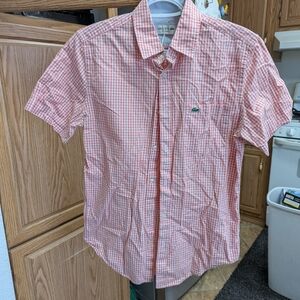 Lacoste Men's Coral Checkered Button Down Shirt